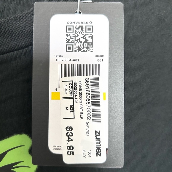 Converse 2000s Black T-Shirt With Embroidered Design 100% Cotton NWT Sz. Medium - Picture 8 of 9